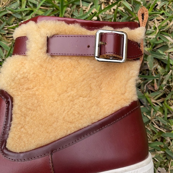 F-Troupe Pull-on 👟 Chestnut Sneaker/Bootie 👢 w/ White Sole & Faux Shearling - Picture 8 of 13